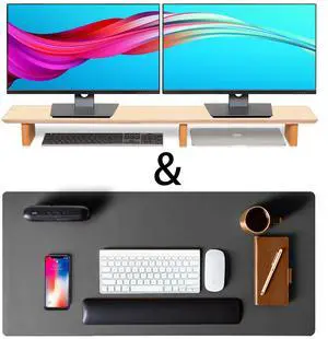 Leather Desk Pad& Monitor Stand