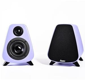 AORS AS31 Active Bookshelf Speakers Bluetooth -2.0 Powered Speaker Stereo Computer Speakers for Desktop pc ,Monitor Speakers 80WRMS/3inch Bass RCA/Optic Inputs, Wooden Compact Purple