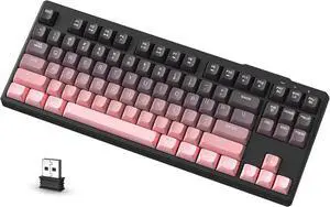 ATTACK SHARK M87 80% Wireless Gaming Keyboard,87 Keys Rainbow Lights TKL Mechanical Feeling SA PBT Keyboard for Mac/Win, Bluetooth 5.0/2.4Ghz Dual Mode Pc Keyboards for Office/Gaming Blackpink
