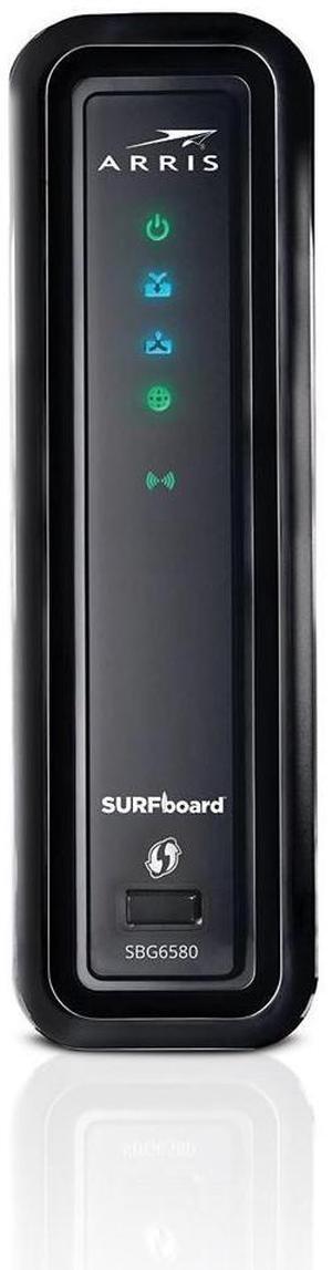 ARRIS Surfboard SBG6580-2 8x4 DOCSIS 3.0 Cable Modem/Wi-Fi N600 (N300 2.4Ghz + N300 5GHz) Dual Band Router - Retail Packaging Black (570763-034-00)