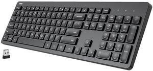 Arteck 2.4G Wireless Keyboard Ultra Slim Full Size Keyboard with Numeric Keypad and Media Hotkey for Computer/Desktop/PC/Laptop/Surface/Smart TV and Windows 11/10/ 8/7