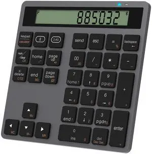 Bluetooth Number Pad, Dual-Mode Bluetooth 5.0/2.4G Wireless Numeric Keypad with Display Calculator, 34-Key Portable Financial Accounting Numpad Data Entry & Calculation 2in1 for Laptop Desktop PC