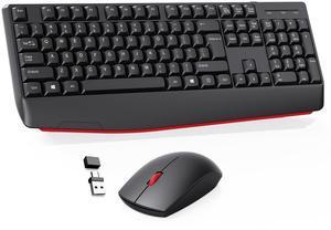 Wireless Keyboard and Mouse Combo-Full Size QWERTY Layout 2.4G Stereo Keycap Ergonomically Designed Mechanical Keyboard Set for Windows, PC,Laptop, Notebook,Computer with USB-A&USB-C 2-in-1 Receiver