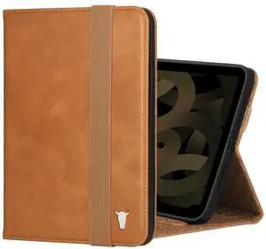 TORRO Case Compatible with iPad mini 7/6  Genuine Leather iPad mini 7th / 6th Generation (2024/2021) Cover with Stand Function, Apple Pencil Connectivity and Wake Sleep Function (Tan)
