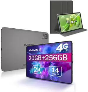 11.97 inch 4G LTE Tablet with Case, Cellular Android 14 Tablet with SIM Card Slot 20GB(8+12GB Expand) RAM 256GB ROM,Octa Processor,8000mAh Battery,1920 * 2000 Incell,4 Speakers, Dual Cameras 5MP+13MP