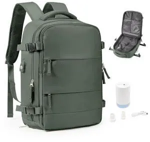 bergsalz Vacuum Backpack Travel Laptop Backpacks For Women Men Carry On Backpack With Vacuum Compression Bags Seal Packing Personal Item Travel Bag Airback Backpacks With Pump Olive Green