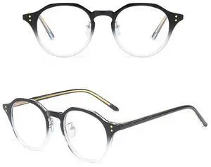 BETSION Blue Light Blocking Men Women Glasses Vintage Acetate Anti Eyeglass Frames Full Rim Myopia Unisex (Crystal-Black)