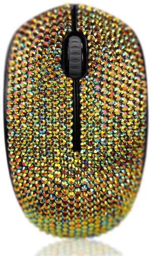 Bling Wireless Mouse, 2.4G Noiseless Mouse with USB Receiver Portable Computer Mice for PC, Tablet, Laptop - Gold Colorful