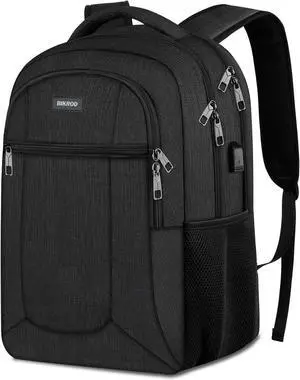 BIKROD Backpack for Men and Women, School Backpacks for Teen Boys, Water Resistant Back Pack Fit 17.3 Inch Laptop with USB Charging Port, Business Anti Theft Sturdy Computer Bag Gift