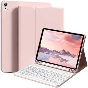 BFGTSJF Keyboard Case for iPad (A16) 11th Generation 11 Inch 2025, iPad 10th Generation 10.9 inch 2022, Stand Folio Detachable Bluetooth Keyboard Cover with Pencil Holder - Pink
