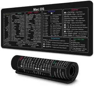 Boaulee Keyboard Shortcut Mouse Pad Compatible with MacOS, Computer Shortcut Cheat Sheet Mousepad, Stitched Edges, Non-Slip Base Keyboard Mats, XXL Large Desk Mat, 35.4"x15.7", Office Gifts - ts1082