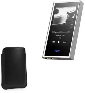 BoxWave Case Compatible with FiiO M9 - Genuine Leather Pouch, Slim Real Leather Luxury Lightweight Pocket for FiiO M9 - Nero Black