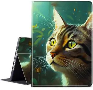 BPQOJB Case for All-New Fire HD 8 & Fire HD 8 Plus Tablet 12th/10th Generation 2022/2020 Release with Adjustable Stand & Auto Wake/Sleep Feature Smart Protect Cover Case - Cute Cat & Butterfly
