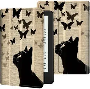 BREIDMKFM Slim for All-New  Fire HD 10 and Fire HD 10 Plus Tablet Case (Only Fit 13th Generation 2023 Release), Smart Standing Cover with Auto Sleep/Wake, Cat Butterflies Flying