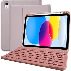 BSBLESS Keyboard Case for iPad 11th 10th Generation - iPad 10th Generation Case with Detachable Wireless Keyboard - Smart Folio Cover with Pencil Holder for 11-inch A16 2025 10.9-inch 2022, Pink