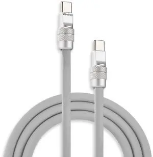 chubbycable Chubby 2.0 Fast Charging Cable Durable Soft Silicone USB C Cable 240W Extra Thick Phone Charger Cord Data Transfer Cord, Gray, Type-C to Type-C, 6.6 FT