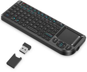 Mini Keyboard with Touchpad, 2.4G + Bluetooth Wireless Mini USB Keyboard, Ultra-Thin Handheld Portable for PC/Tablet/TV/Smartphone, Rechargeable