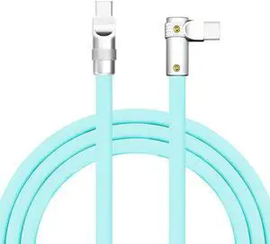 chubbycable FlexElbow Pro - 90 Degree Design 240W Fast Charge Cable Ultra-Thick Silicone Right Angle USB C Cable Phone Tablets Charging Cord, Light Blue, Type-C to Type-C, 0.82FT