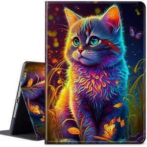 CGFGHHUY Case for All-New Kindle Fire HD 10 & 10 Plus Tablet 11th Generation 2021 Release 10.1 inch Lightweight Protective PU Leather Smart Stand Cover with Auto Wake Sleep - Watercolor Cat