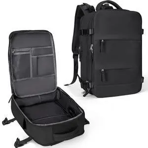 coowoz Large Travel Backpack For Women Men,Carry On Backpack Flight Approved,Hiking Backpack Waterproof Outdoor Sports Rucksack Casual Daypack Fit 15.6 Inch Laptop Shoes Compartment (Black)