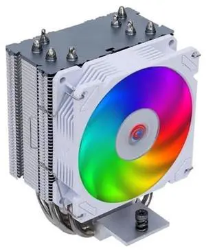 COOL DESHENG ARGB CPU Cooler, 4 Heat Pipes, 92PWM CPU Fan - High Performance Cooling for AMD AM4/AM5 & Intel LGA 115X/1200/1700, Quiet CPU Fan, PC Case Cooling, PC Fans - White/DS1000V4