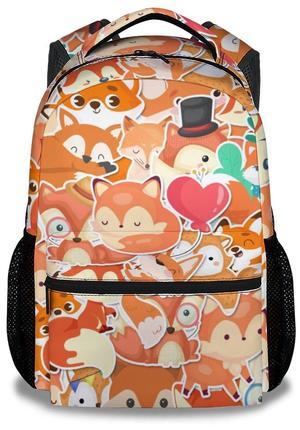 CUNEXTTIME Fox Backpack for Girls Boys, 16 Inch Orange Backpacks for School, Cute Lightweight Durable Bookbag for Kids