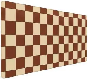 DJYQBFA Brown Beige Checkered Mouse Pad Large Desk Mat for Keyboard and Mouse Non-Slip Gaming Mousepad Office Desk Accessories for Computer 35.4x15.7Inch