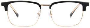 Cyxus Men Blue Light Blocking Glasses Half Rimless Computer Gaming Glasses Square Fashion Glasses for Men 8216 Black Gold