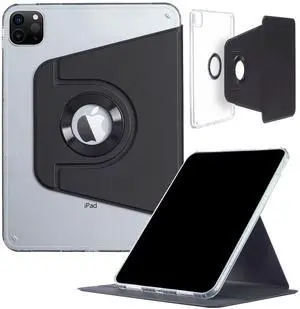 iPad Pro-6 5 4 3 (11'') Case, iPad Air-6 (11'') Air-5 Air-4 (10.9'') Case, DMaos Magnetic Detachable Smart Cover, 360deg Rotation - Black