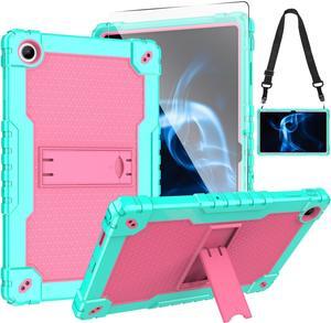 Doemoil for Onn 10.4 Tablet Pro 2023 Model: 100110603 Case Built in Kickstand Heavy Duty Hybrid Case Hard Back Case Come with Tempered Glass/Shoulder Strap for Onn 10.4 Tablet Pro (Green+Pink/1 Pcs)