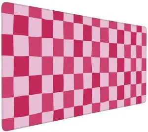 DJYQBFA Pink Purple Checkerboard Mouse Pad Large Desk Mat for Keyboard and Mouse Non-Slip Gaming Mousepad Office Desk Accessories for Computer 35.4x15.7Inch