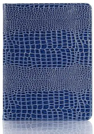 iPad Pro 1st 2nd (12.9'') Case for Women, DMaos Crocodile Synthetic Leather Stand Folio Smart Cover, Auto Sleep/Wake, Document Card Holder - Blue