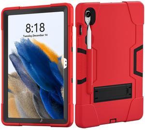 Doemoil Case for Samsung Galaxy Tab 10 Plus 12.4 Inch Tablet Case,Heavy Duty with Pen Holder Shockproof Hybrid Stand Protective Case for Samsung Galaxy Tab S9 Plus/Galaxy Tab S9 FE Plus (Black/Red)