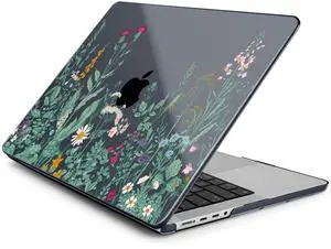 DONGKE for M4 MacBook Pro 14 inch Case 2024 2023 2021 A3112 A3401 A3185 M3 A2918 A2992 M2 A2779 M1 A2442 Pro Max with Retina XDR Display & Touch ID, Plastic Hard Shell Cover, Garden Florals