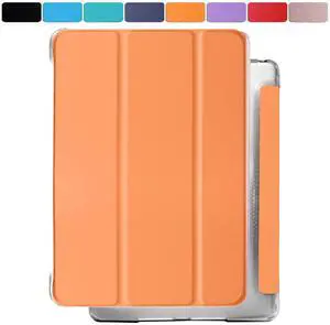DuraSafe Cases for iPad 7.9 Inch Mini 3 Mini 2 Mini 1 Gen [Mini 3rd 2nd 1st ] A1599 A1489 A1432 MH3F2LL/A Shock Proof Magnetic Dual Angle Stand with Honeycomb Pattern Clear Back Cover - Orange