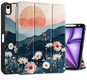 DONGKE for iPad Air 11 Inch Case M3 2025 / M2 2024 & iPad Air 5th 2022 / 4th Generation 2020 10.9 Inch, Ultra Thin Soft TPU Back Cover with Pencil Holder Support Auto Wake/Sleep, Daisie