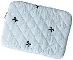Cute Bow Tie Puffy Laptop Sleeve Coquette Carrying Laptop Bag Cover Y2K Preppy Tablet Liner Pouch Cottagecore Stuffs (15 inch,Blue)