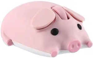 Dtobhars Bluetooth Mouse, 2.4G Mice Cute Cartoon Pig Dual Mode (Bluetooth or 2.4 GHz Receiver) Computer Mouse 1200DPI Silent Clisks Mouse for Laptop/Notebook/iPad/PC/Mac/Chromebook Office Home(Pink)