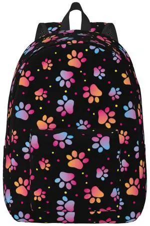 Duduho Cute Dogs Paws Print Backpack 17.7 Inch Laptop Backpack Travel Hiking Daypack Animal Footprint Multipurpose Bookbag For Men Women