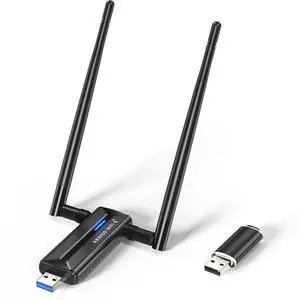 USB WiFi 6E Adapter AX3000M, USB 3.0 WiFi Adapter for Desktop PC Dongle 802.11AX Tri-Band 6G/5G/2.4G Dual 5dBi Support OS Windows 11/10 64bits (U Disk Included)
