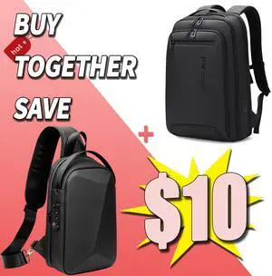 FENRUIEN 15.6 Inch Business Laptop Backpack & 11 inch Crossbody Sling Bag, Lightweight Work College Pack for Travel Hiking