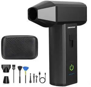 Compressed Air Duster, Blower Fan, Electric Duster 130000RPM Keyboard Cleaner - Car Cleaning Kit Turbine Fan Jet Fan No Air Canned Duster for Cleaning, Infinite Gear Adjustment, Free Storage Box