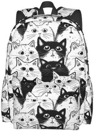 famliihw Black and white Cat Backpack Laptop Backpacks Multipurpose Daypack For Men Women Travel Hiking