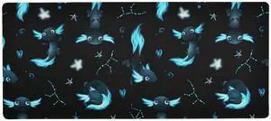 Glaphy Black Axolotl Stars Large Mouse Pad Gaming Mouse Pad Extended Computer Keyboard Desk Pad Non-Slip Desk Mats for Work Game Home Office, 35.4 x 15.7 inch