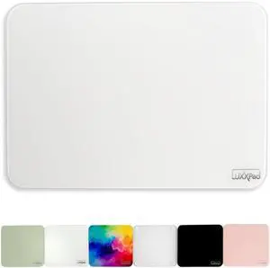 Glassboard Studio LuxxPad Glass Mouse Pad - Mouse Pad Gaming and Dry Erase Note Taking Pad, Tempered Strong Glass with Rubber Non-Slip Feet for Gaming & Work (White, 10" x 14")