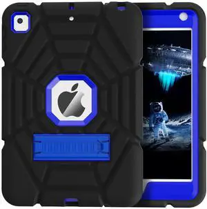 Grifobes for iPad Mini 5 Case, for iPad Mini 4 Case for Kids,Heavy Duty Shockproof Rugged Case Cover with Stand,Protective Case for iPad Mini 5th/4th Generation 7.9 inch (Black+Blue)