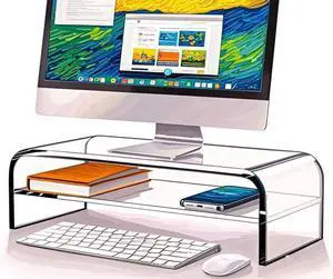Acrylic Monitor Stand, 2 Tier Computer Monitor Riser, Acrylic Computer Monitor Stand Riser for iMac, PC, Desktop, Laptop, TV Screen (20in)