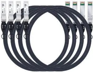 H!Fiber 4 Pack SFP Cable, 10G SFP+ DAC, 3m(9.8ft), 10GBASE-CU Passive Direct Attach Copper Twinax Cable for Cisco SFP-H10GB-CU3M, Ubiquiti UniFi UC-DAC-SFP+, Meraki, Mikrotik, Intel, Fortinet, Netgear