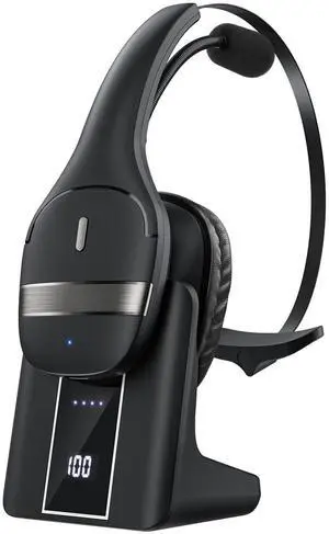 Gixxted V5.3 Wireless PC Headset with Mic - 130H Playtime, LED Display, Noise Canceling, Mute Button