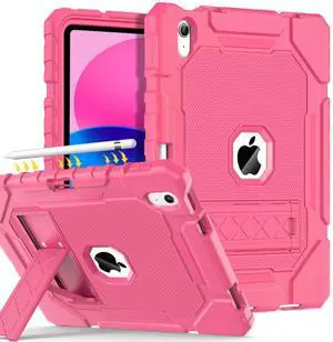 Grifobes for iPad A16 Case 11th Generation 11 inch 2025 / iPad 10th Generation Case 10.9 inch 2022, Heavy Duty Military Grade Shockproof Cover with Pencil Holder for i Pad 11/10 Gen (Pink)